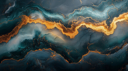 Green and Gold Marble Texture Background with Bright Shine for Luxury and Elegant Design