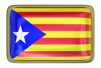 Catalonian Country Flag Badge isolated onthe white background