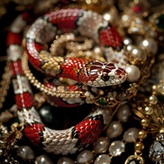 Vibrant Snake Slithering Through Vintage Jewelry Collection