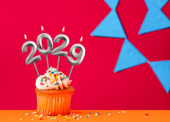 Happy New Year 2029 - Candles in the form of lit numbers