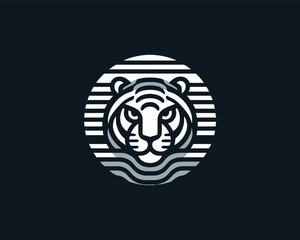 Tiger head, tiger face, logo design vector template. Black and white tiger logo vector illustration.