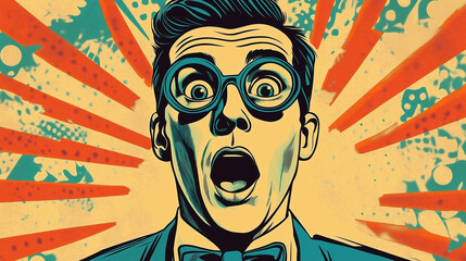 Expressive Retro Comic Character with a Dramatic Reaction