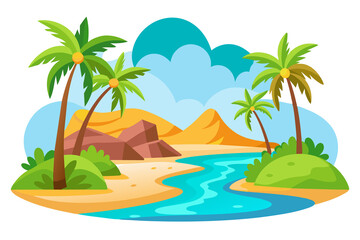 tropical island with palm trees