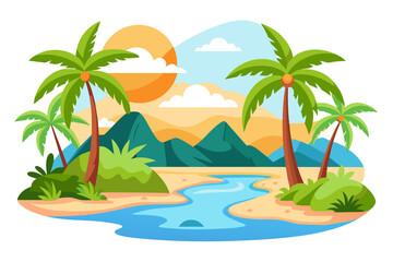 tropical island with palm trees