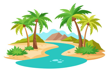 tropical island with palm trees