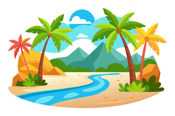 river with palm trees