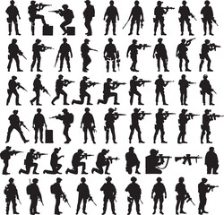 Army Character Sets Vector Illustration