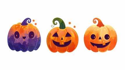 Happy Halloween Pumpkin Head Colored Vector Green