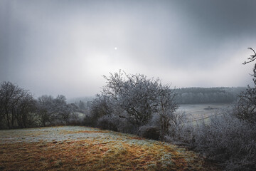 Landschaft an einem frostigen Wintertag