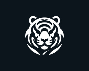 Tiger logo design vector template. White color tiger vector illustration.