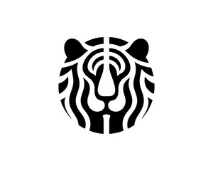 Tiger logo design vector template. Black and white silhouette tiger vector illustration.