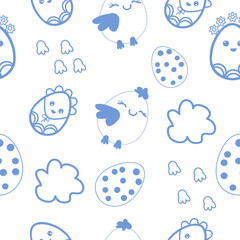seamless baby pattern of cute easter characters for different kind of design