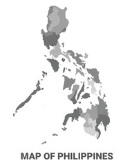 Philippines Greyscale political map simple flat illustration