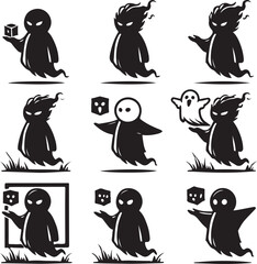 Ghost Character Sets Vector Illustration