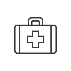 First Aid Icon Depicting a Medical Kit in Black and White