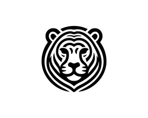 Tiger logo design vector template. Black and white silhouette tiger vector illustration.