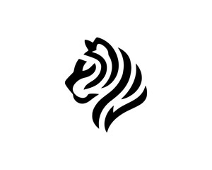 Tiger logo design vector template. Black and white silhouette tiger vector illustration.