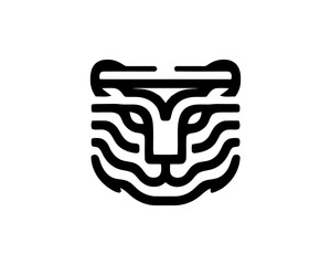 Tiger logo design vector template. Black and white silhouette tiger vector illustration.