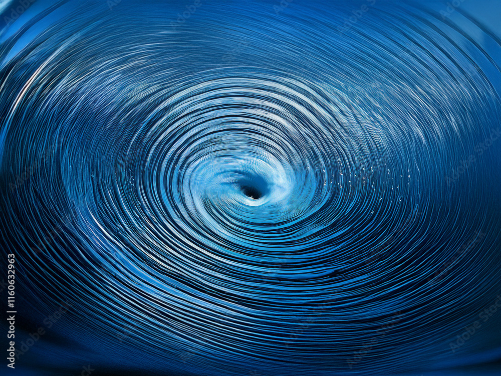 Aufkleber A mesmerizing swirling vortex of deep blues and lighter shades, creating a hypnotic effect resembling a whirlpool or maelstrom.  The concentric circles draw the eye into the center.