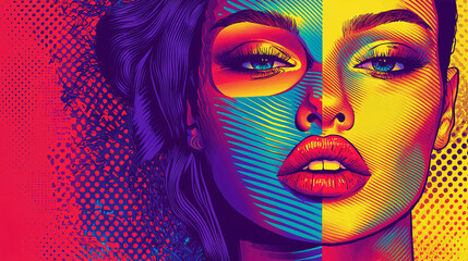 A playful pop art scene showcasing mass culture elements, colorful advertisements, and bold outlines with a modern twist.