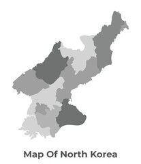 North Korea Greyscale political map simple flat illustration