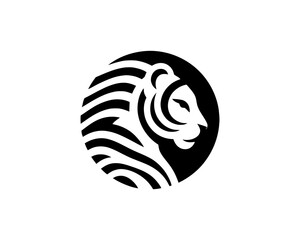 Tiger logo design vector template. Black and white silhouette tiger vector illustration.