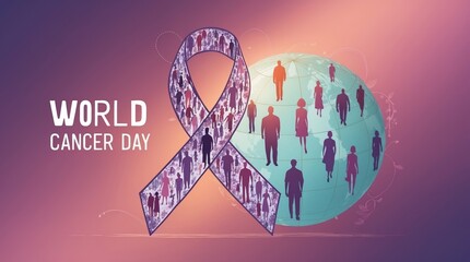 Fototapeta premium World Cancer Day Hope and Awareness. Inspirational Floral Artwork for Cancer Awareness. World Cancer Day Art Background