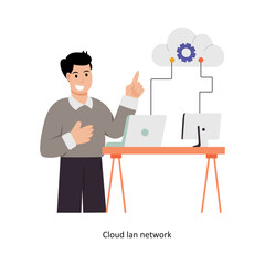 Cloud lan network concept vector illustration. Web Hosting isolated On white Background.      