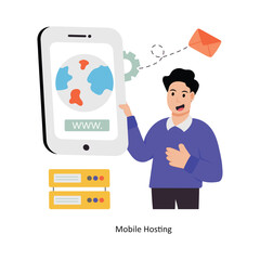Mobile Hosting  concept vector illustration. Web Hosting isolated On white Background.      
