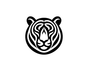 Tiger logo design vector template. Black and white silhouette tiger vector illustration.