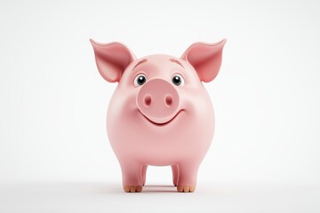 pink piggy stand in white background isolated 3d cartoon
