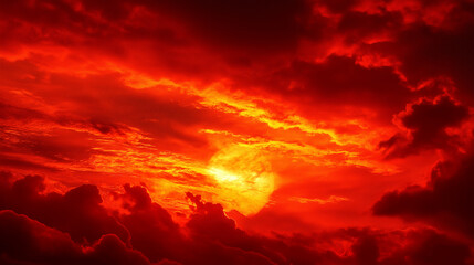 Fototapeta premium Mystical Red Horizon: Sun Illuminating the Skies