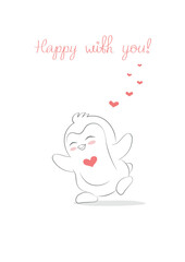 Lovely penguin mentally sends you his love vibes. The inscription 