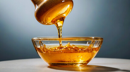 a glass bowl filled with honey syrup