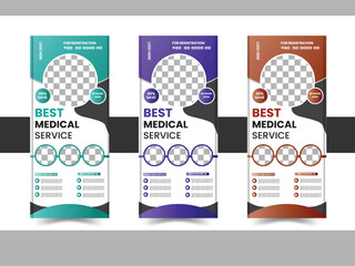 Professional health care and medical agency roll up design, standee banner template, Minimal x Banner design.