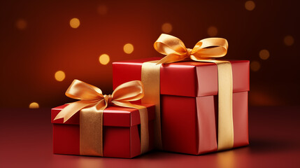  Red Gift Boxes with Golden Ribbons for a Festive Occasion