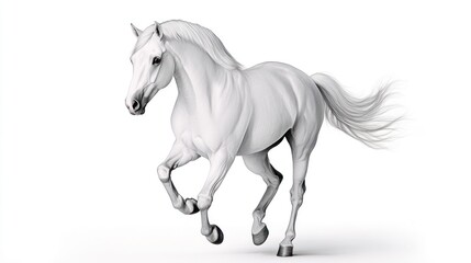 Obraz premium A majestic white horse running gracefully.
