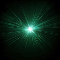 Obraz premium Bright Green Light Rays Expanding in a Dark Background with Sharp Contrast Effects