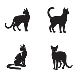 black Abyssinian Cat Vector Illustration – Elegant Feline Artwork