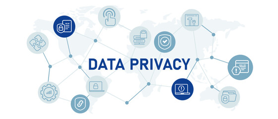 Data privacy set internet safety protection private locked document user access security privacy permission protection concept