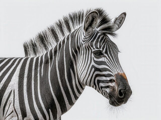 a zebra standing in a field with a white background