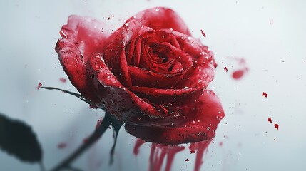 rose blooming in a watercolor painting style, with soft, blended colors,