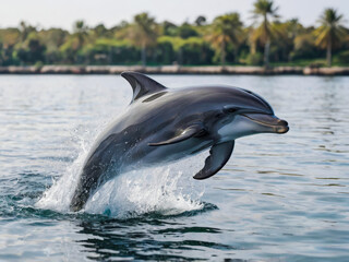 Obraz premium a dolphin jumping out of the water