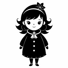 Christmas Cute Kids Little girl Black silhouette