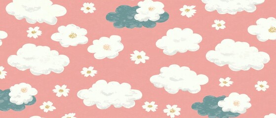 Pink Floral Cloud Pattern Chinese New Year Background Design