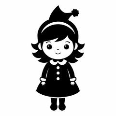 Christmas Cute Kids Little girl Black silhouette