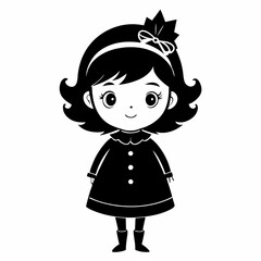 Christmas Cute Kids Little girl Black silhouette