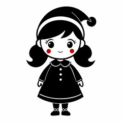 Christmas Cute Kids Little girl Black silhouette