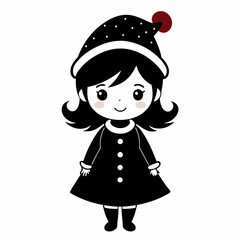 Christmas Cute Kids Little girl Black silhouette