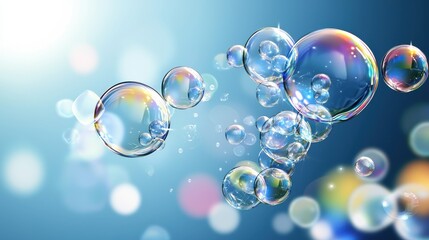 Naklejka premium Floating bubbles in a tranquil blue environment captivating visuals abstract concept serene viewpoint